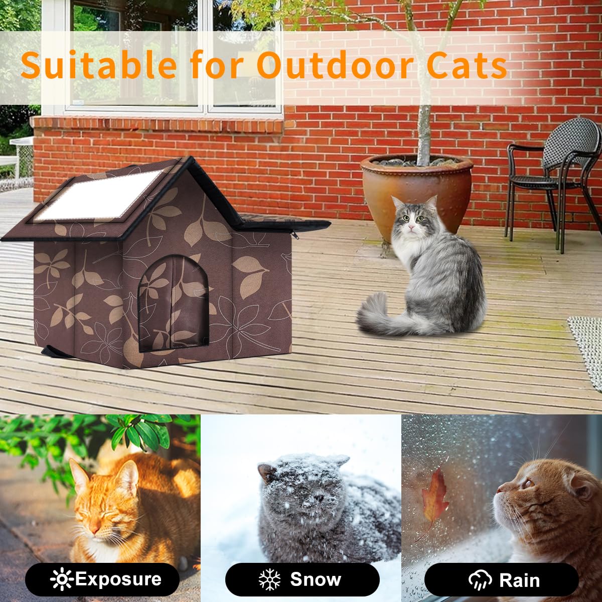 Large Outdoor Cat House Weatherproof, Houses For Outdoor Cats Feral, Collapsible Outside Cat House With Windproof Door, Diy Card